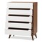 Baxton Studio Calypso Mid-Century White and Walnut Wood 5-Drawer Storage Chest 137-7501 - alternate 3